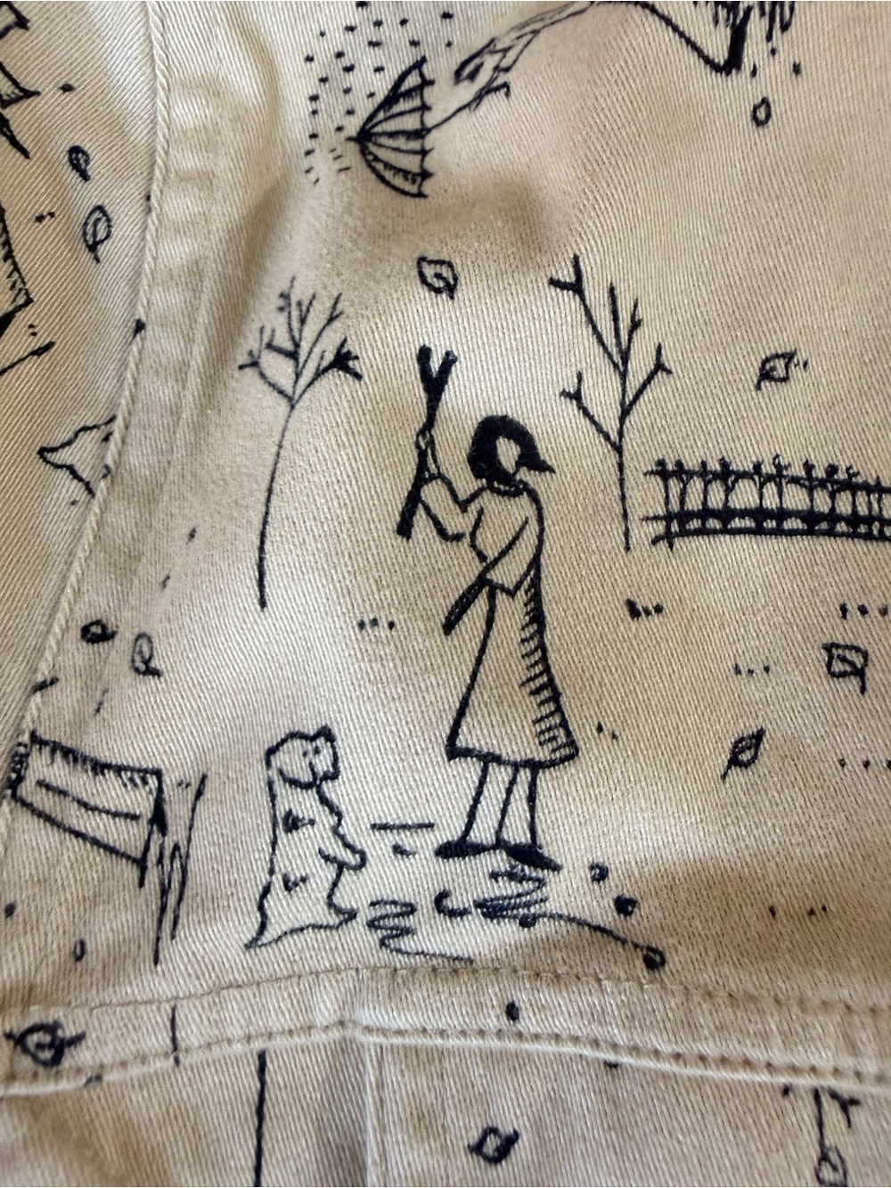 Christopher&Banks vintage Autumn Dog walk print lightweight denim stretch jacket - Picture 12 of 17